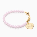 Tiny Blessings Signature Crystal Sweet Pink Engraved Heart Bracelet for Teen Girls made from Solid 14K Gold