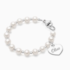 Timeless Pearls, Baby/Children’s Beaded Bracelet for Girls (INCLUDES Engraved Charm) - Sterling Silver