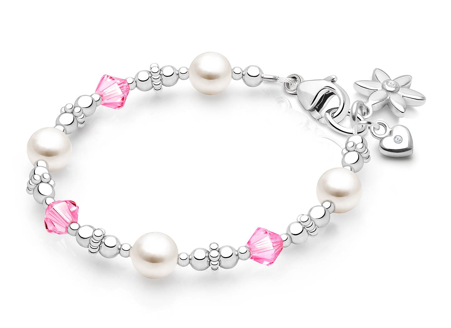 October Birthstone Shown<br> Flower & Heart Charms <u>NOT</u> Included<br />( add the charms your child would love )