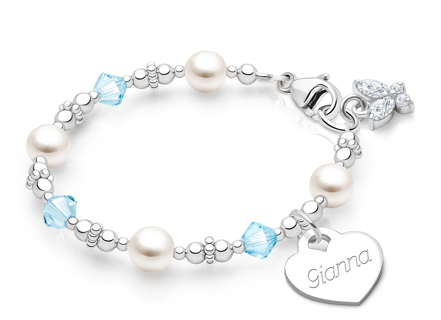 March Birthstone Shown<br> Butterfly Charm <u>NOT</u> Included<br />( add the charms your child would love )