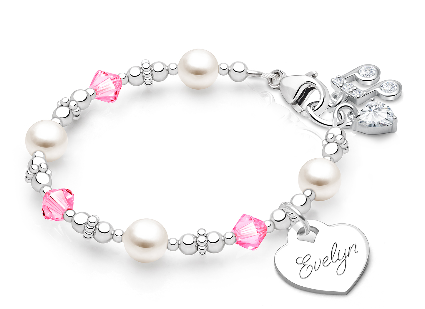 October Birthstone Shown<br> Music Note & Heart Charms <u>NOT</u> Included<br />( add the charms your child would love )