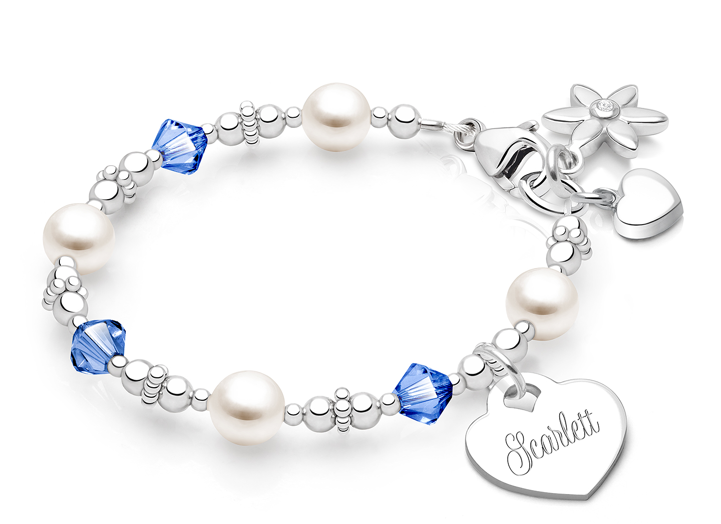September Birthstone Shown<br>Flower & Heart Charms <u>NOT</u> Included<br />( add the charms your child would love )