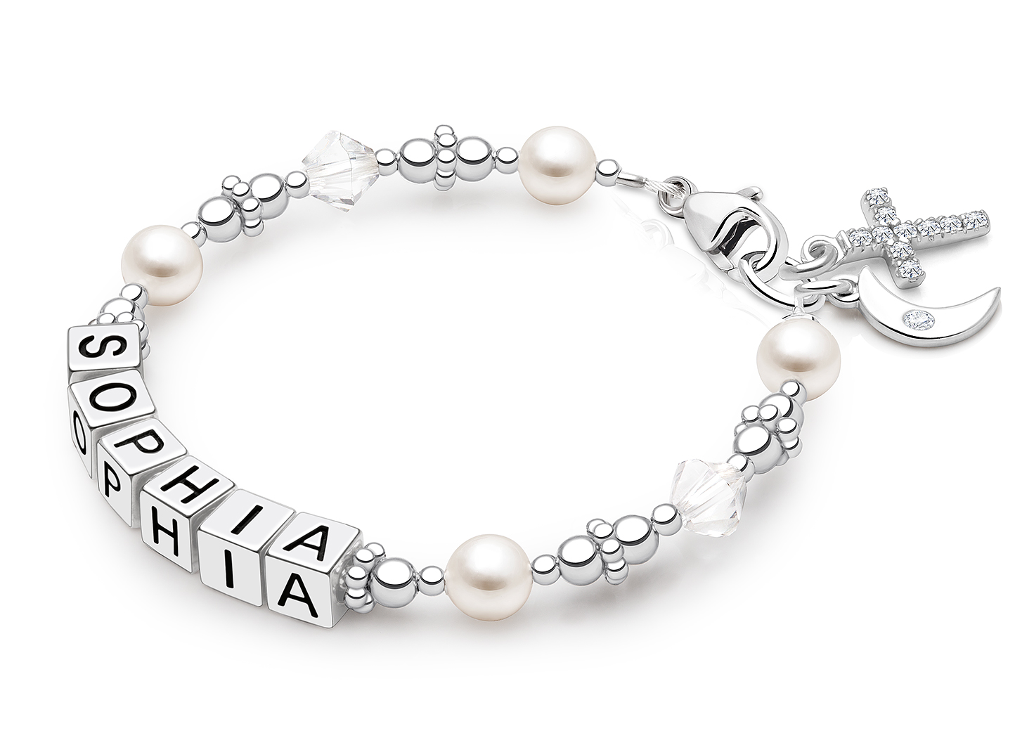Shown with <u>Upgraded</u> Cross - Moon Charm <u>NOT</u> Included<br />( add the charms your child would love )