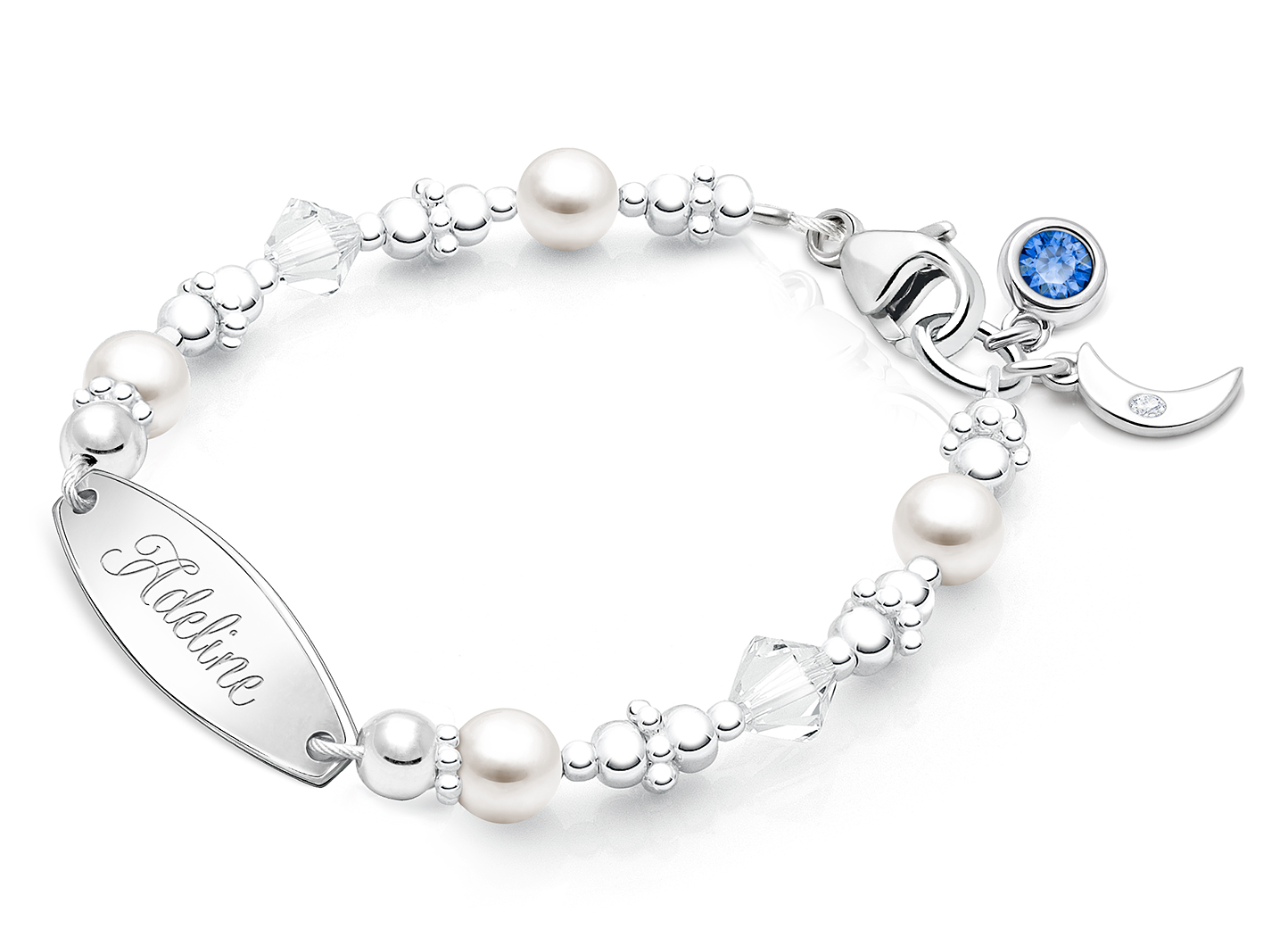 April Birthstone Shown<br> CZ & Moon Charms <u>NOT</u> Included<br />( add the charms your child would love )