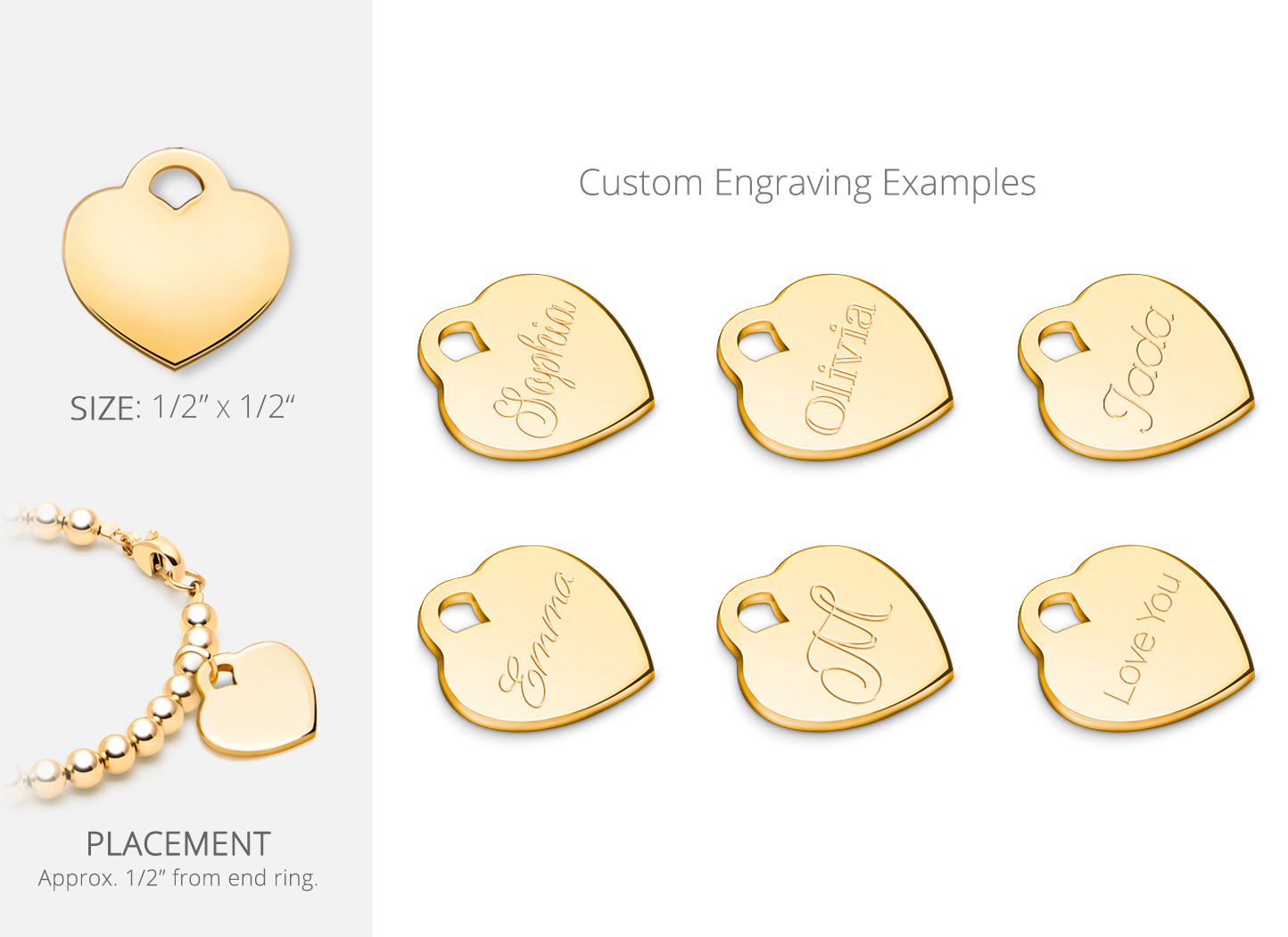Engraved Heart Charm Personalization Options