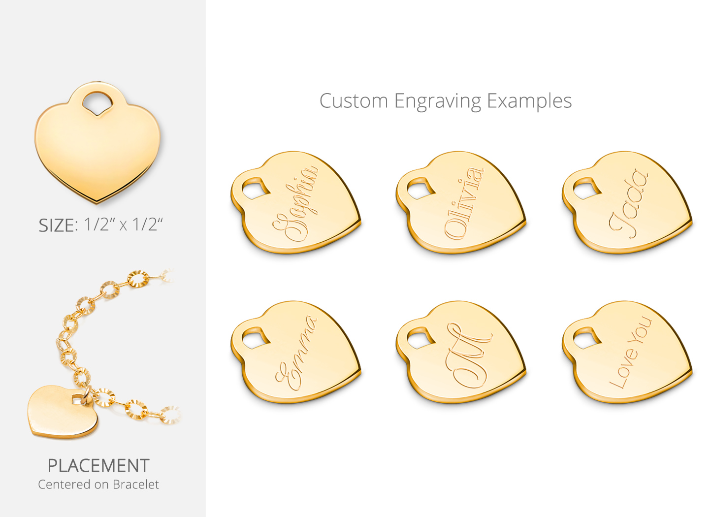 Engraved Heart Charm Personalization Options
