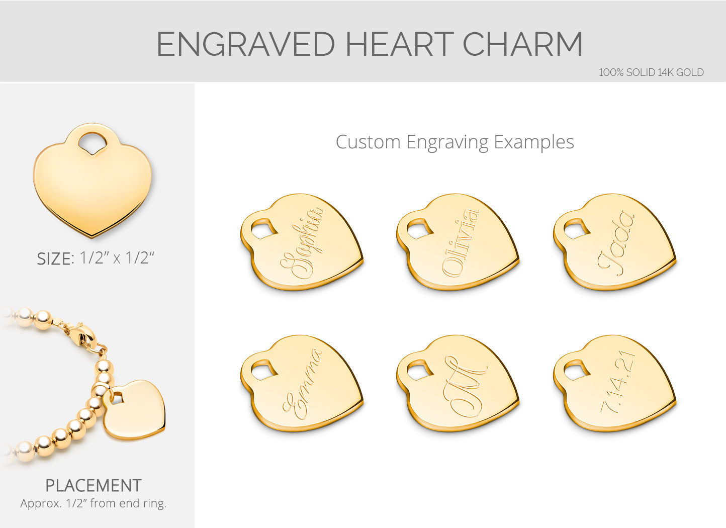 Engraved Heart Charm Personalization Options