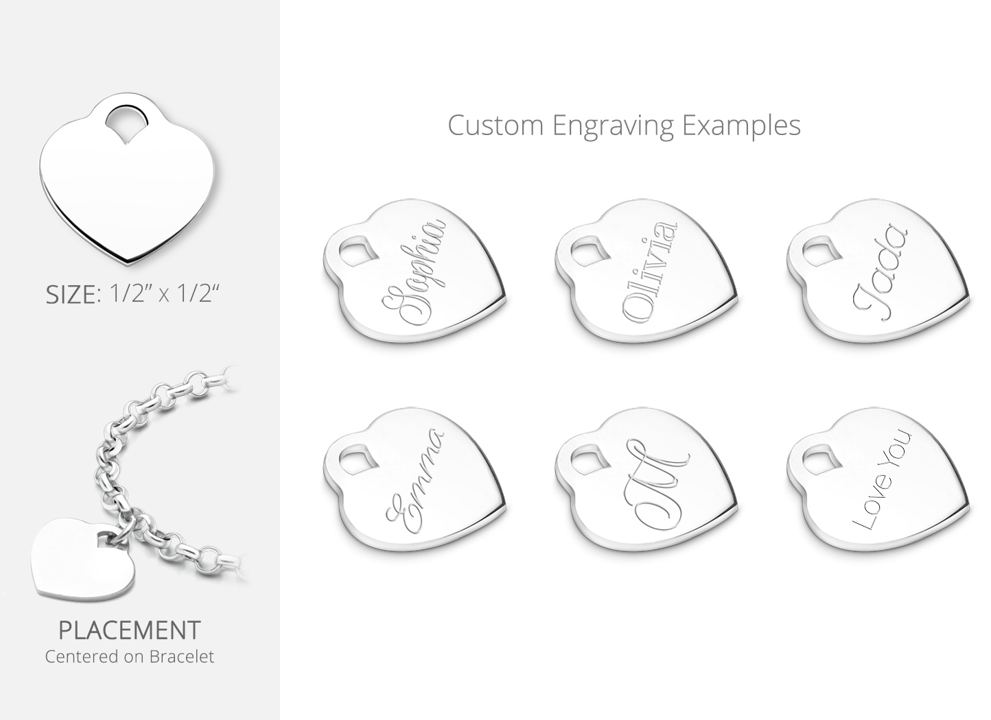 Engraved Heart Charm Personalization Options
