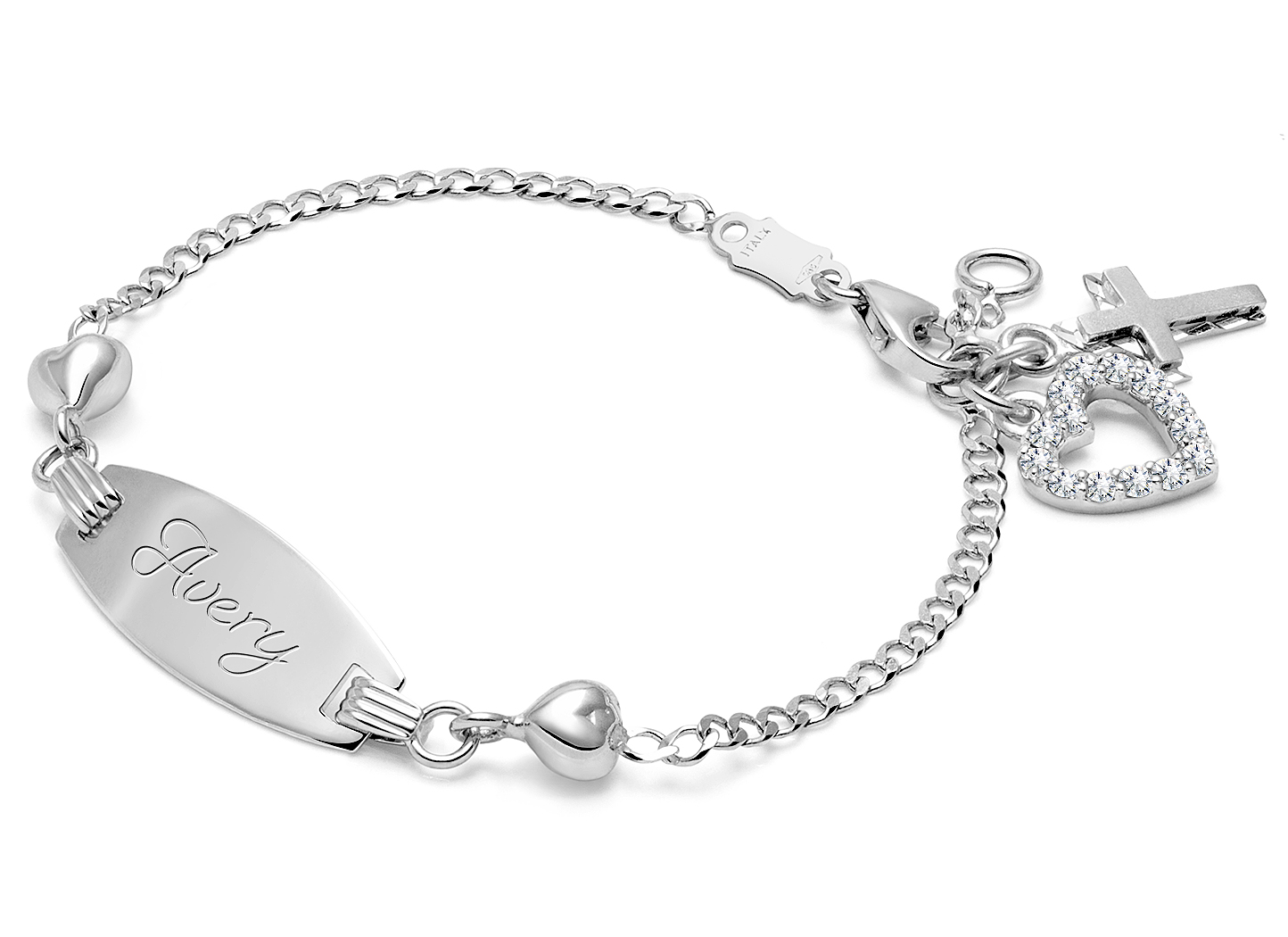 Shown with <u>Upgraded</u> Cross - CZ Heart Charm <u>NOT</u> Included<br />( add the charms your child would love )