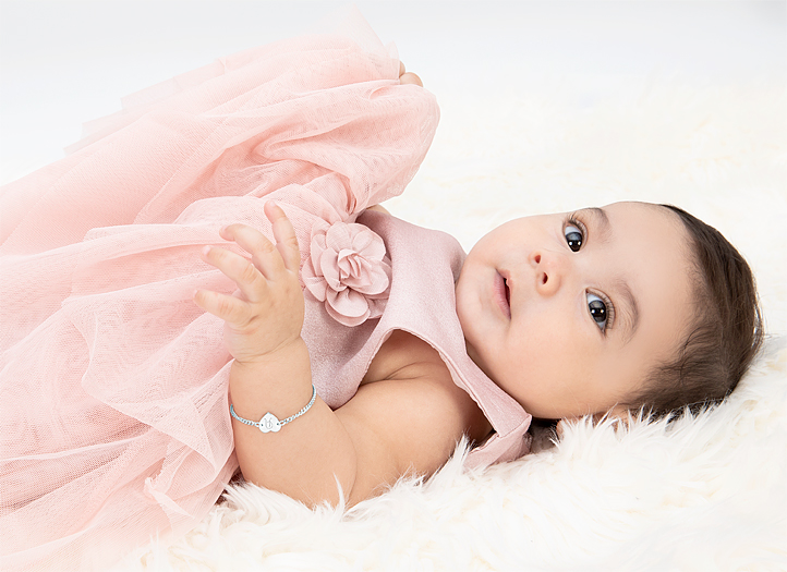 Example Bracelet Shown on 9 Month Old Girl
