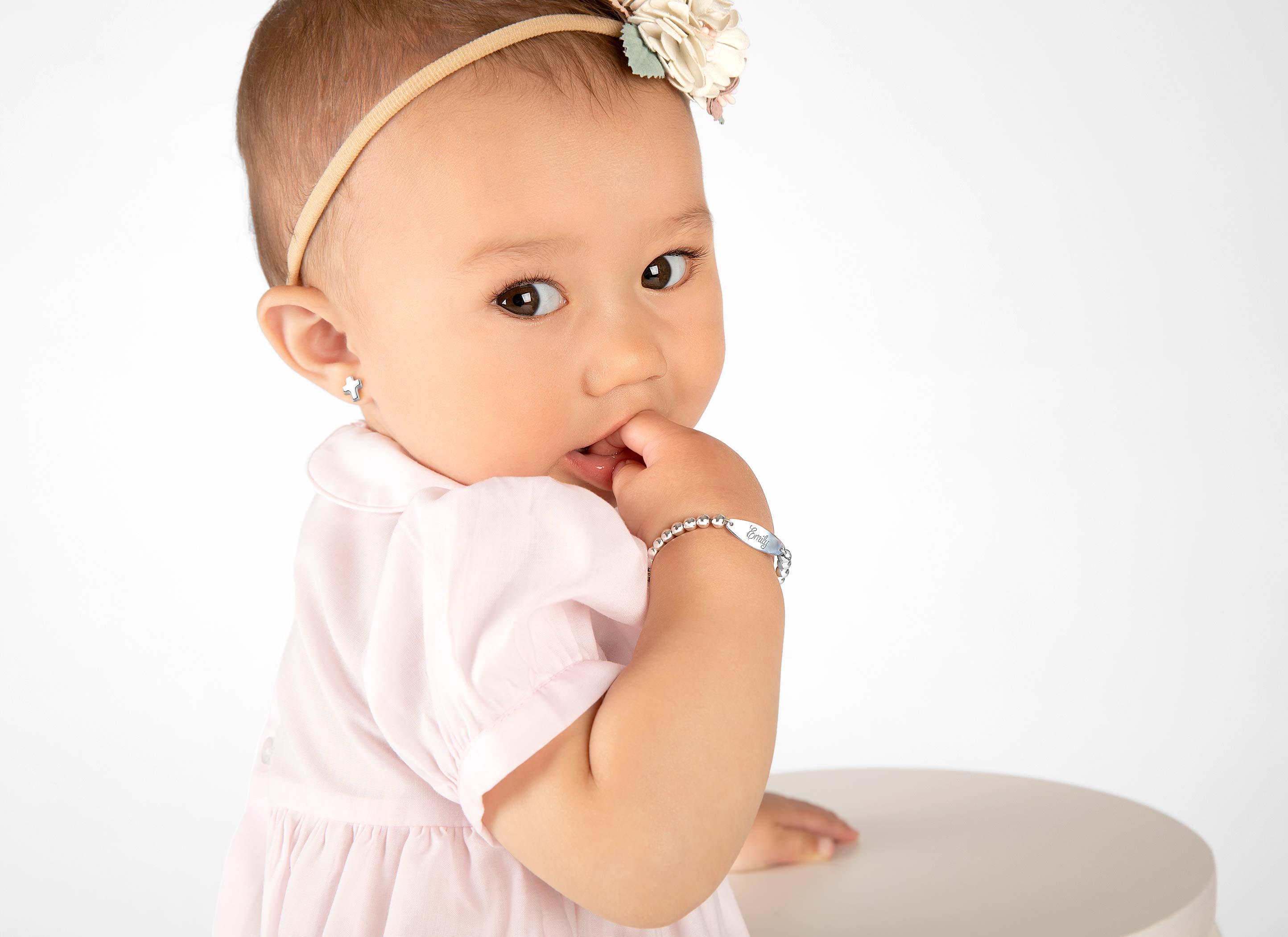 Example Bracelet Shown on 9 Month Old Girl<br /> 