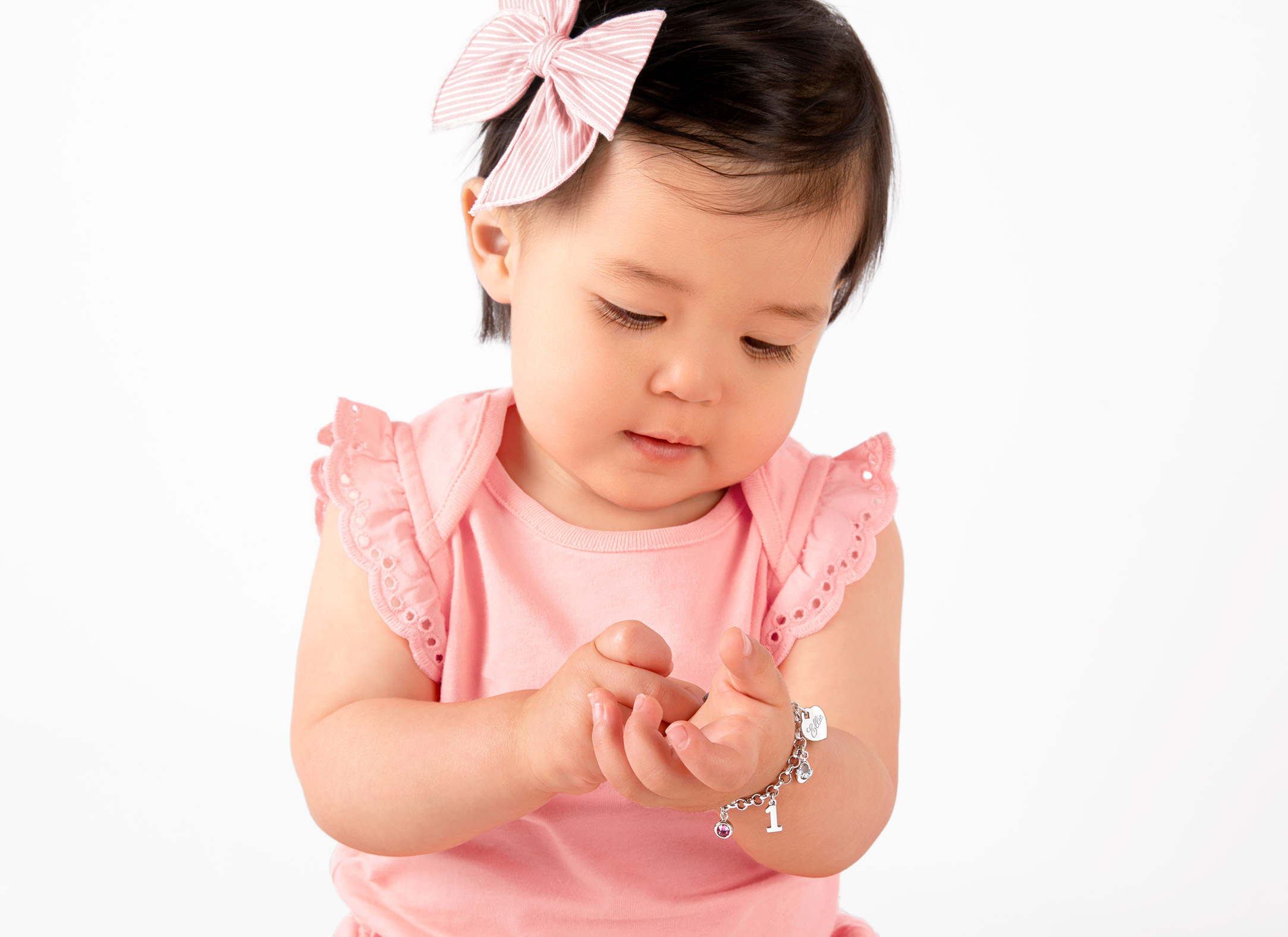 Example Bracelet Shown on 1 Year Old Girl
