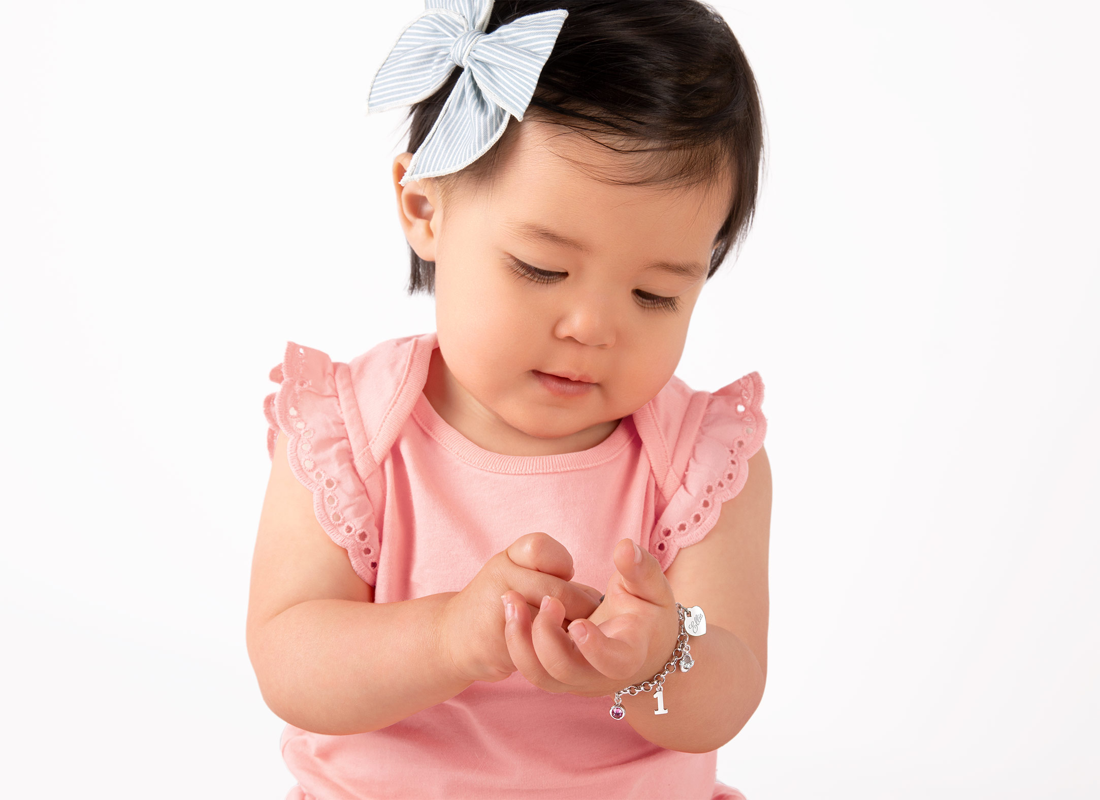 Example Bracelet Shown on 1 Year Old Girl