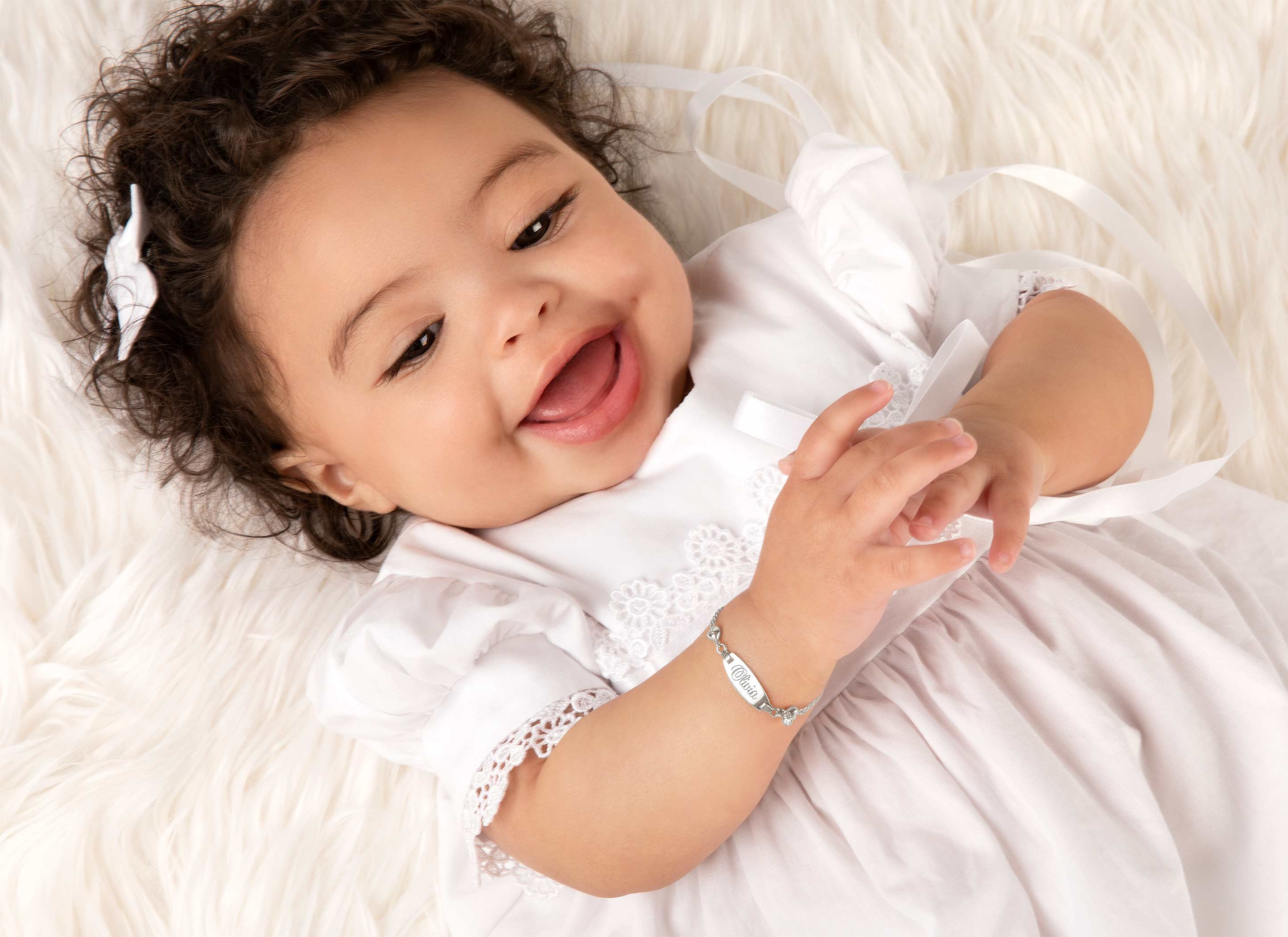 Example Bracelet Shown on 6 Month Old Girl