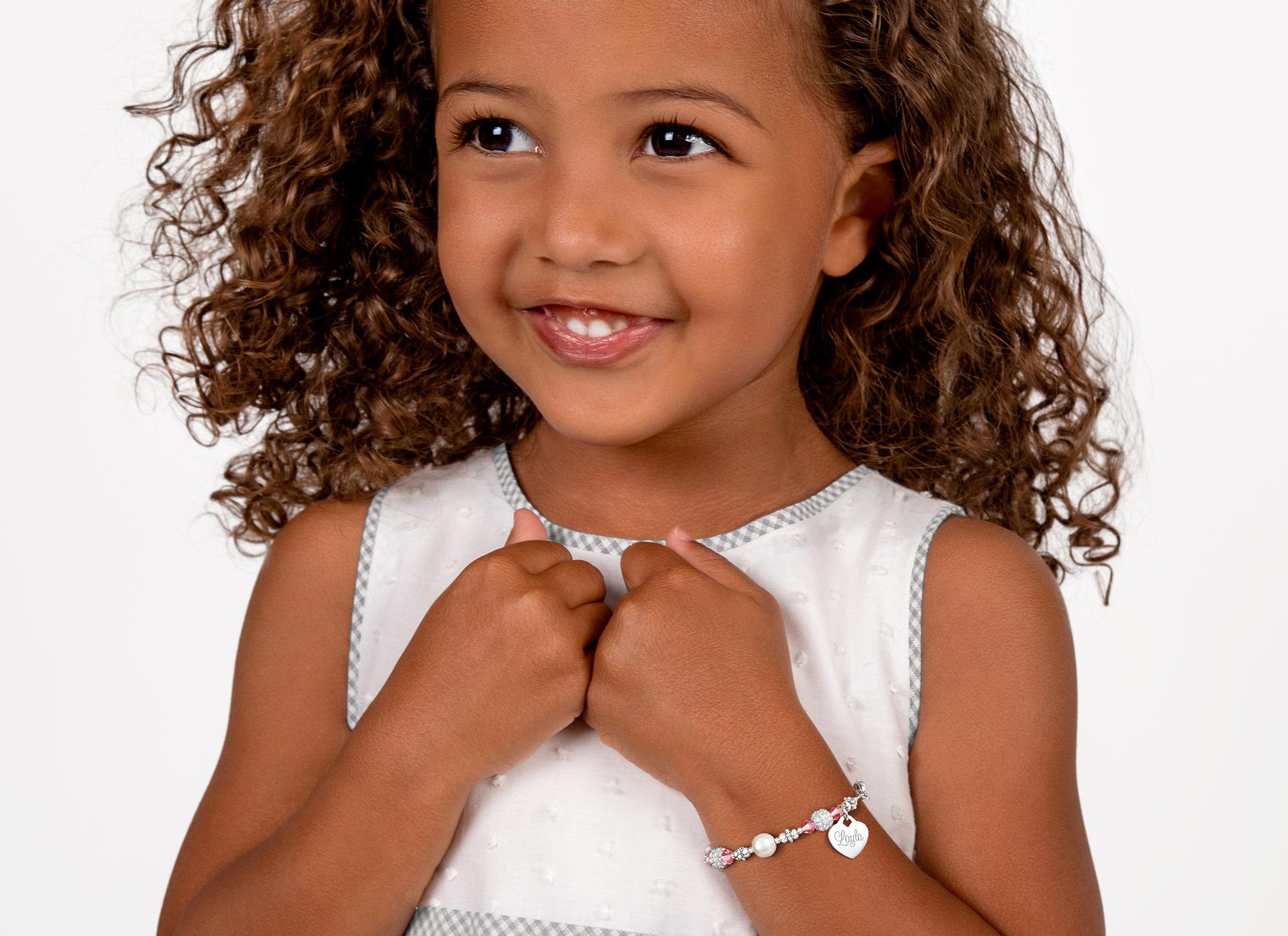 October Birthstone Example Bracelet Shown on 4 Year Old Girl<br /> 