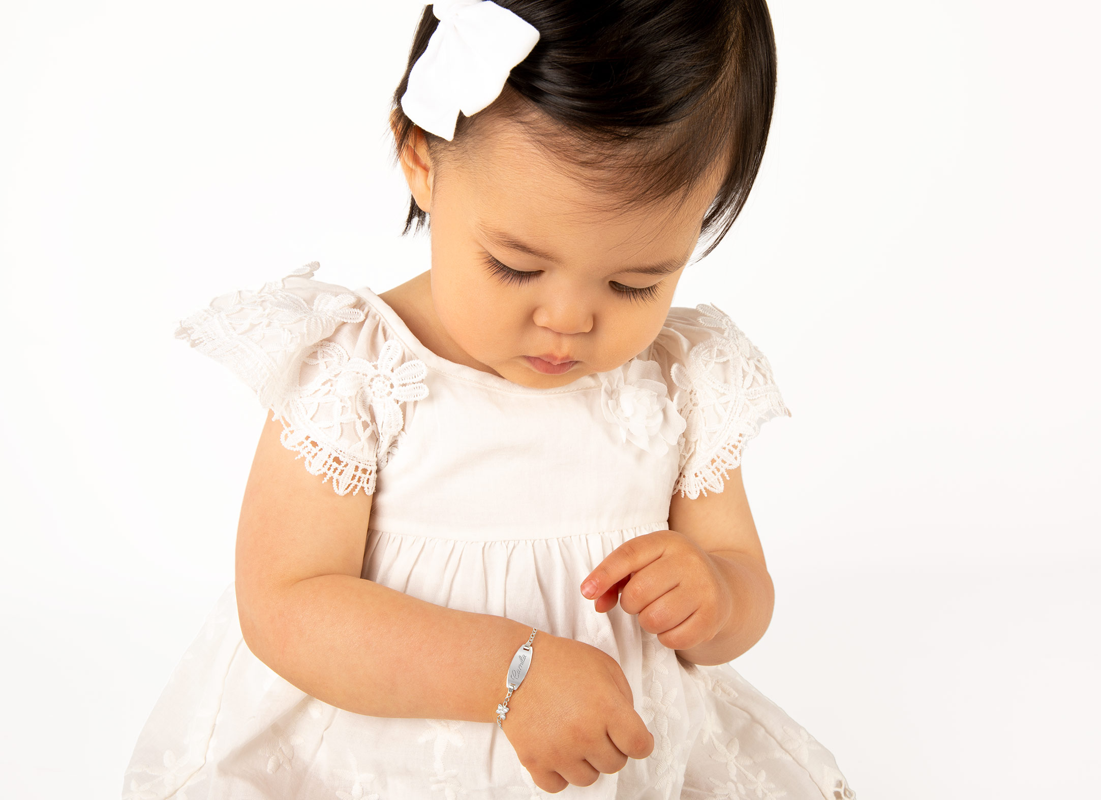 Example Bracelet Shown on 1 Year Old Girl