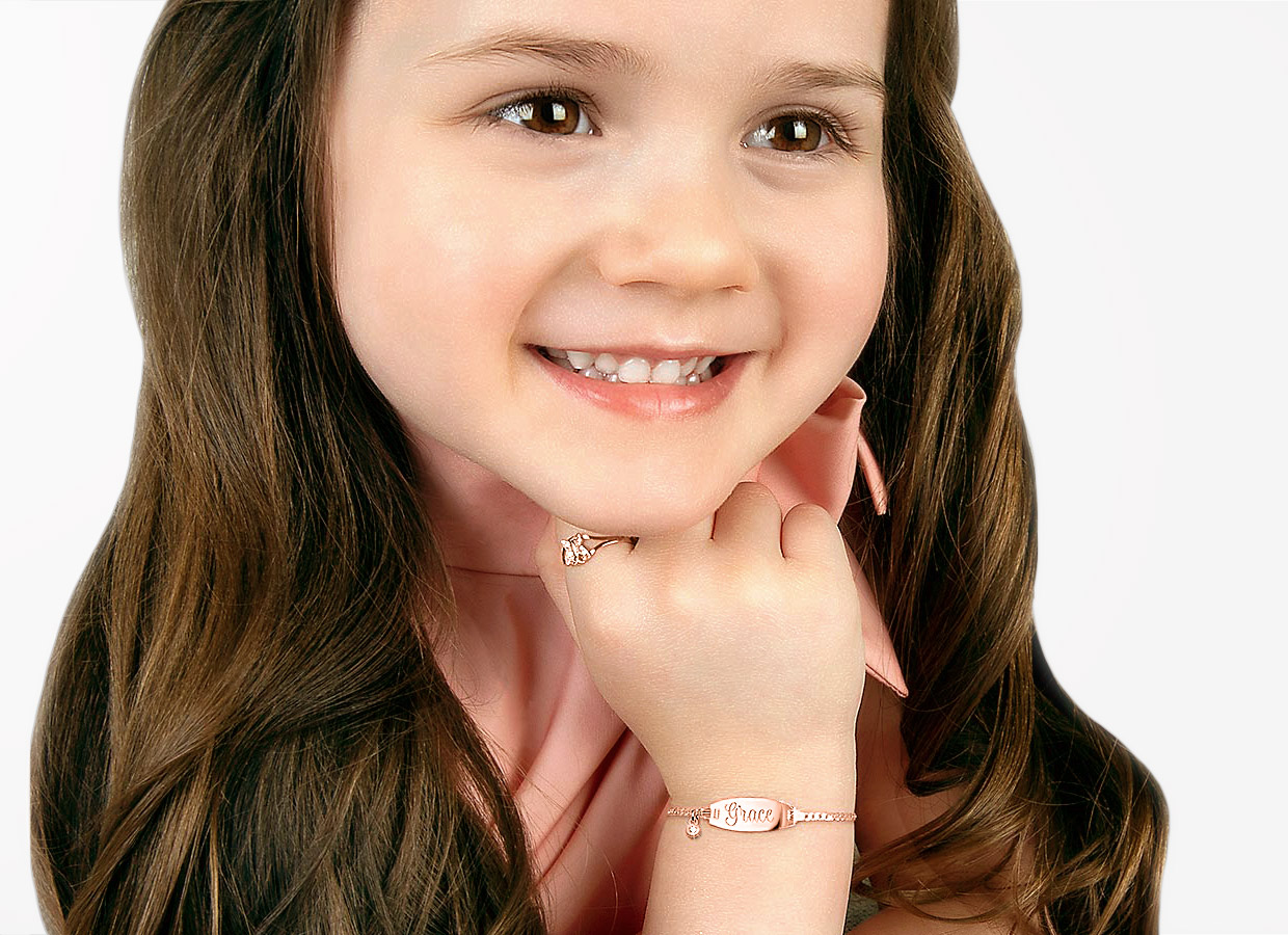 Example Bracelet Shown on 4 Year Old Girl
