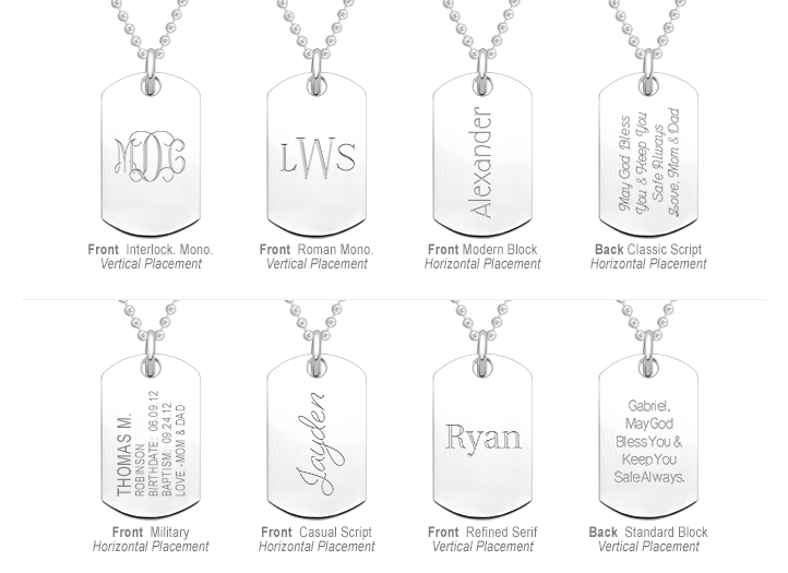 Custom Engraving Examples<br>(front and back)