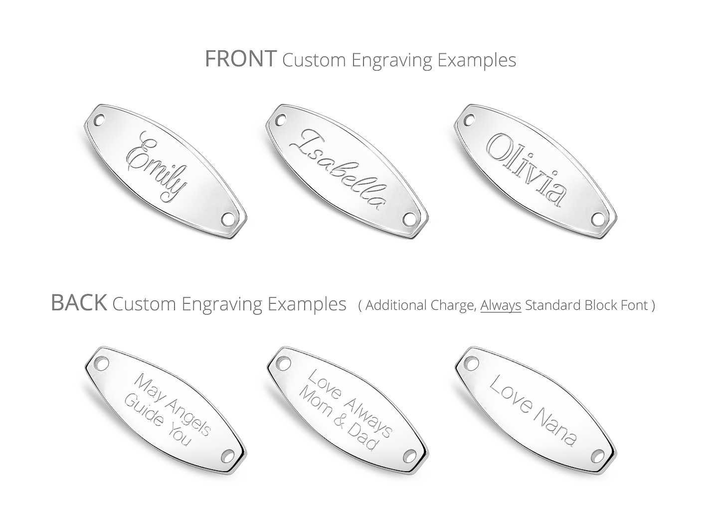 Custom Engraving Examples<br>(front and back)