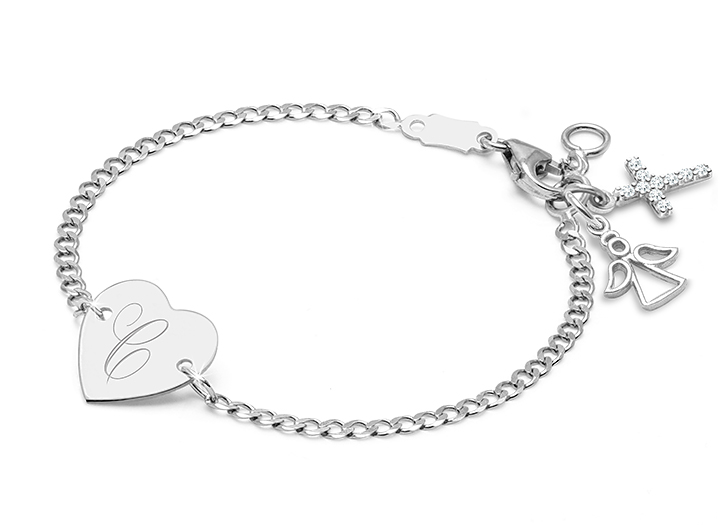Enlarged to Show Detail<br />Shown with <u>Upgraded</u> Cross - Angel Charm <u>NOT</u> Included<br />( add the charms your child would love )