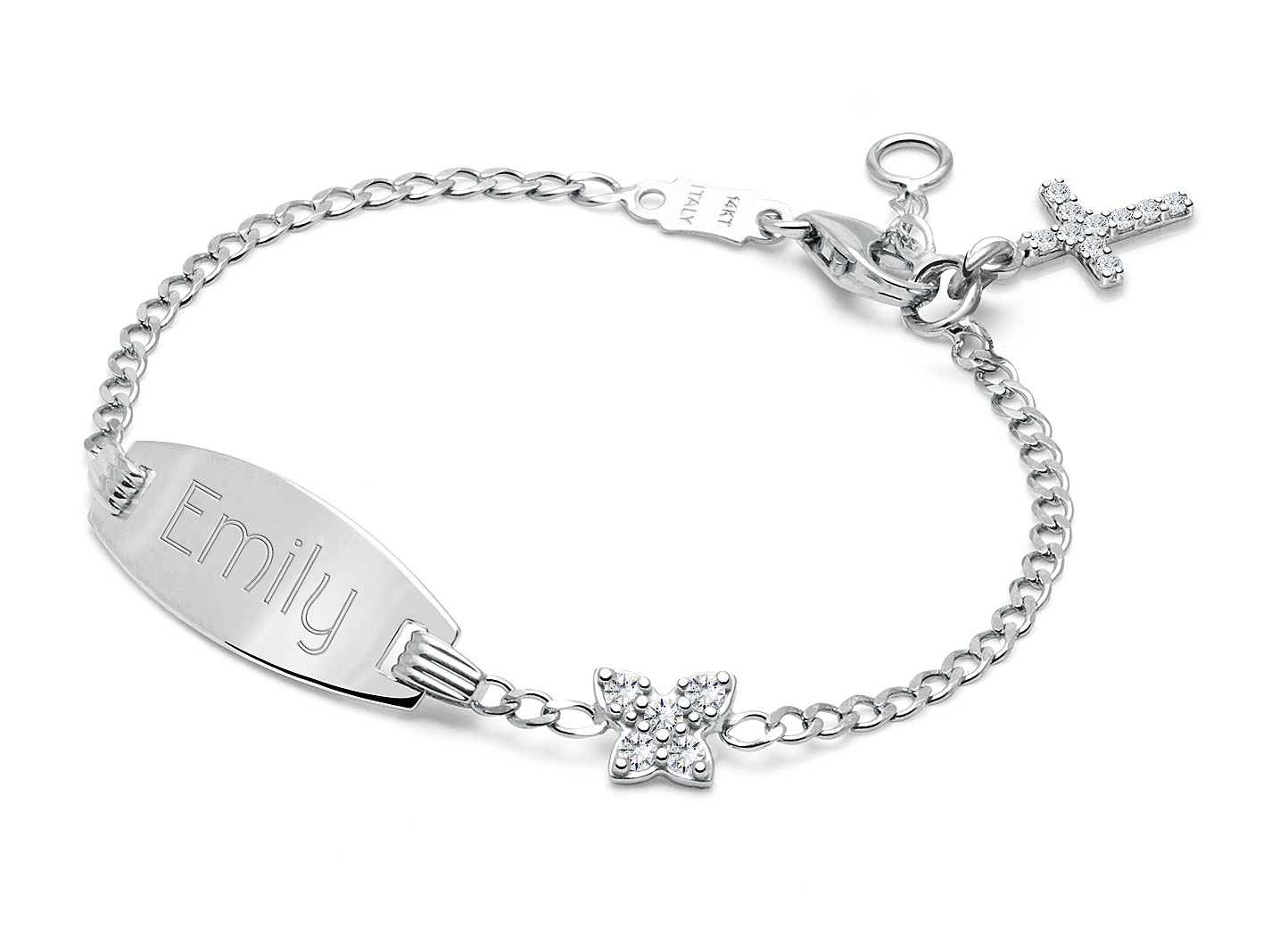 Enlarged to Show Detail<br />Shown with <u>Upgraded</u> Cross<br />( add the charms your child would love )