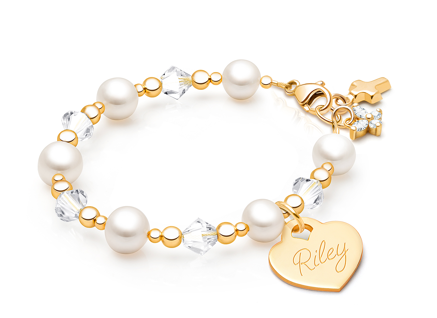 April Birthstone Shown<br> Cross & Butterfly Charms <u>NOT</u> Included<br />( add the charms your child would love )