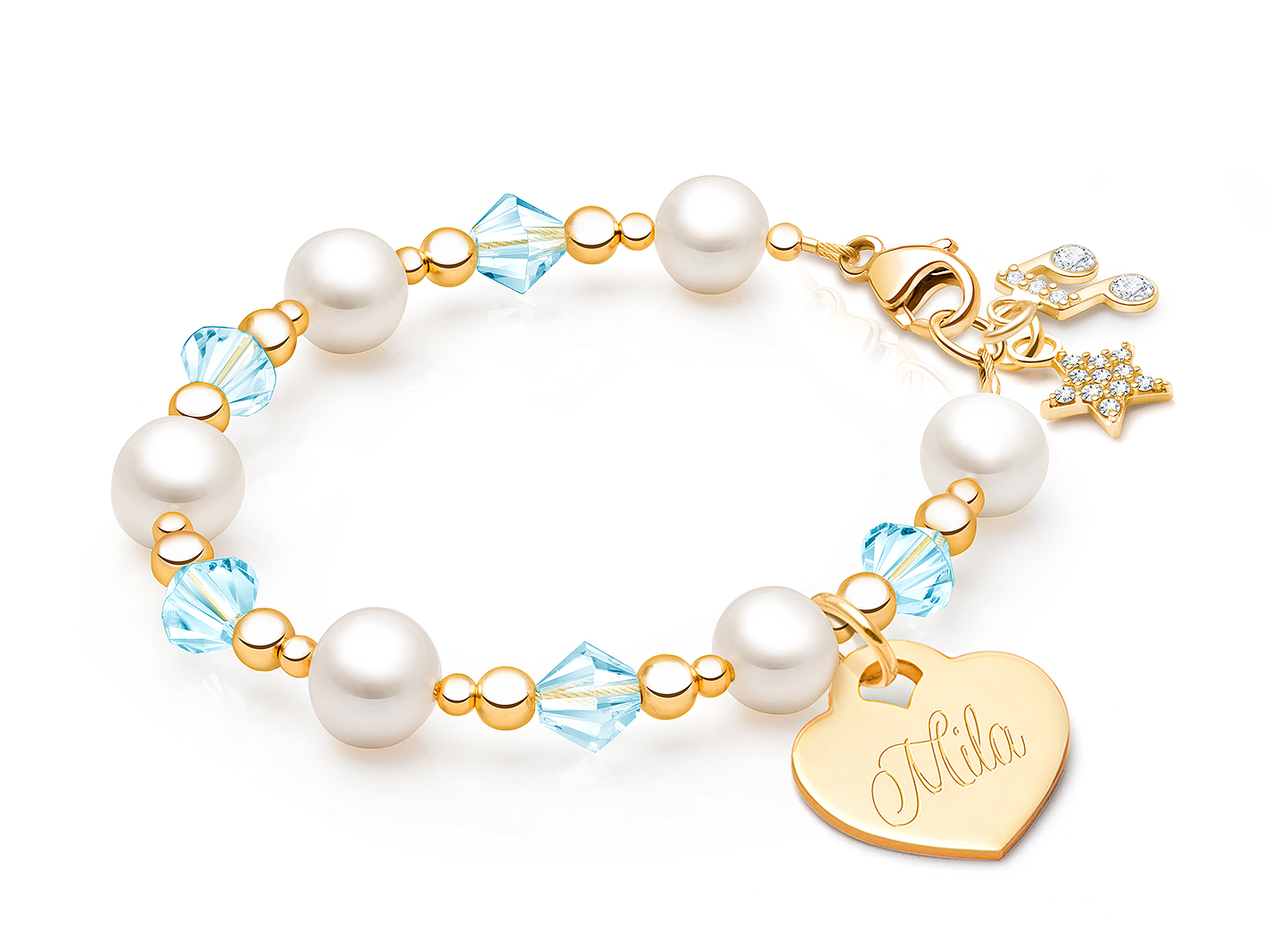 March Birthstone Shown<br> Music Note & Star Charms <u>NOT</u> Included<br />( add the charms your child would love )