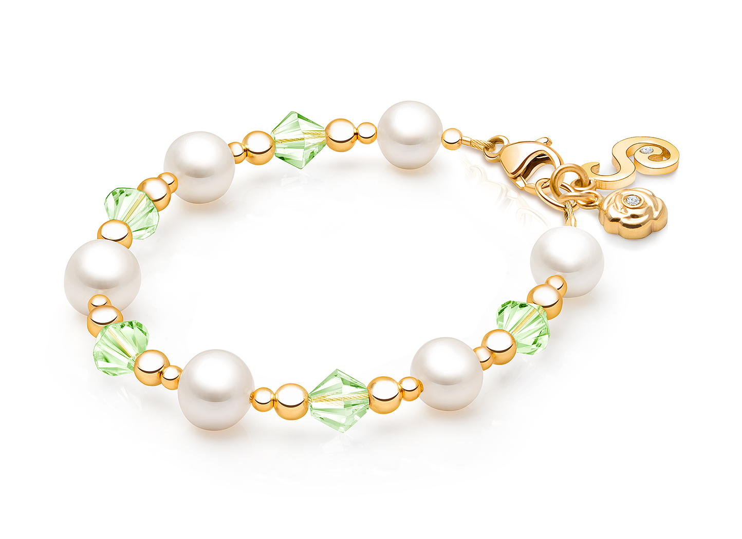 August Birthstone Shown<br> Initial & Rose Charms <u>NOT</u> Included<br />( add the charms your child would love )