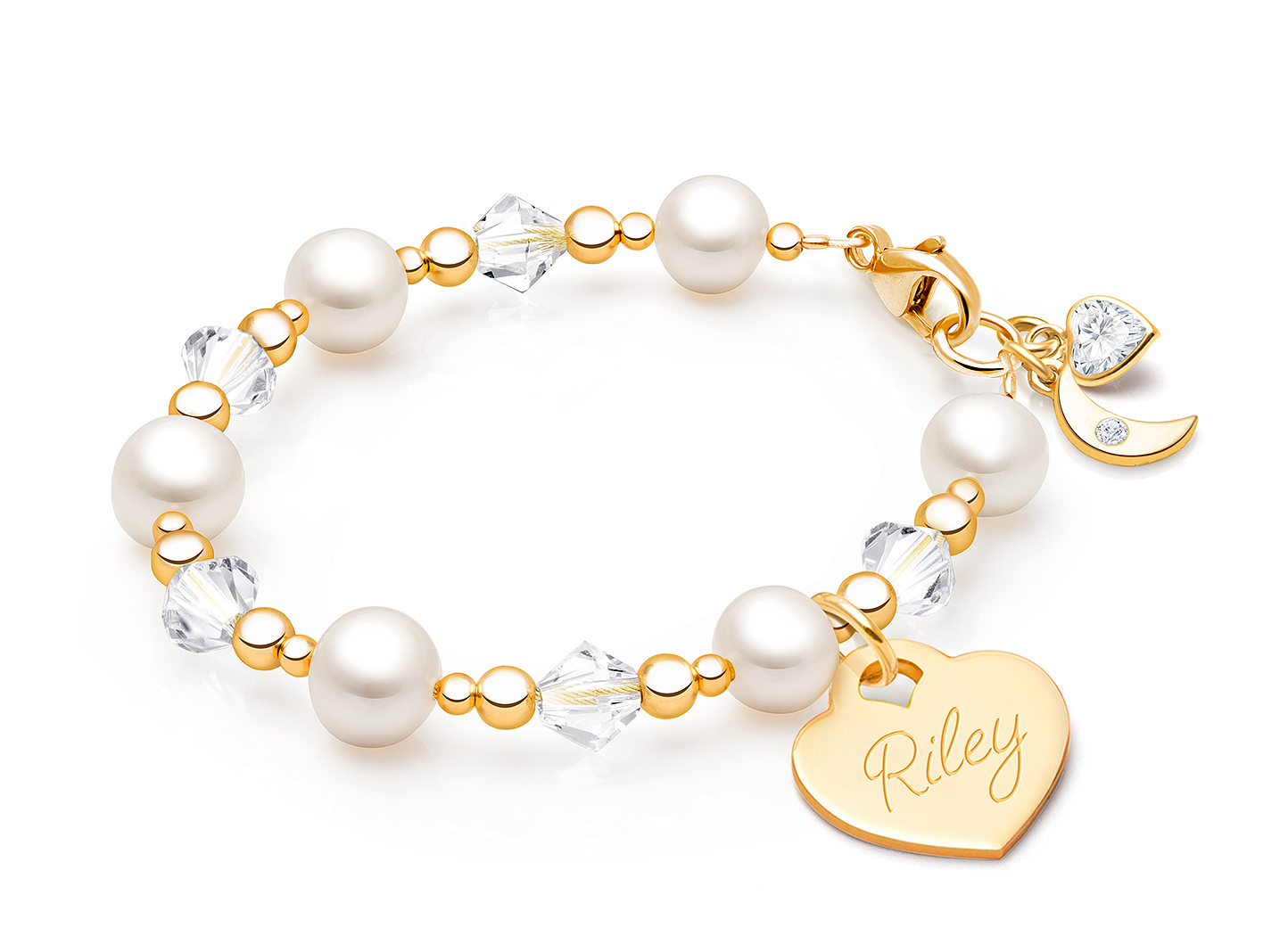 April Birthstone Shown<br />Heart and Moon Charms <u>NOT</u> Included<br />( add the charms your teen would love )