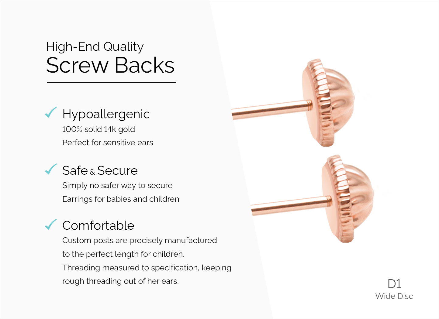 Secure Earring Screw Backs for Babies and Children