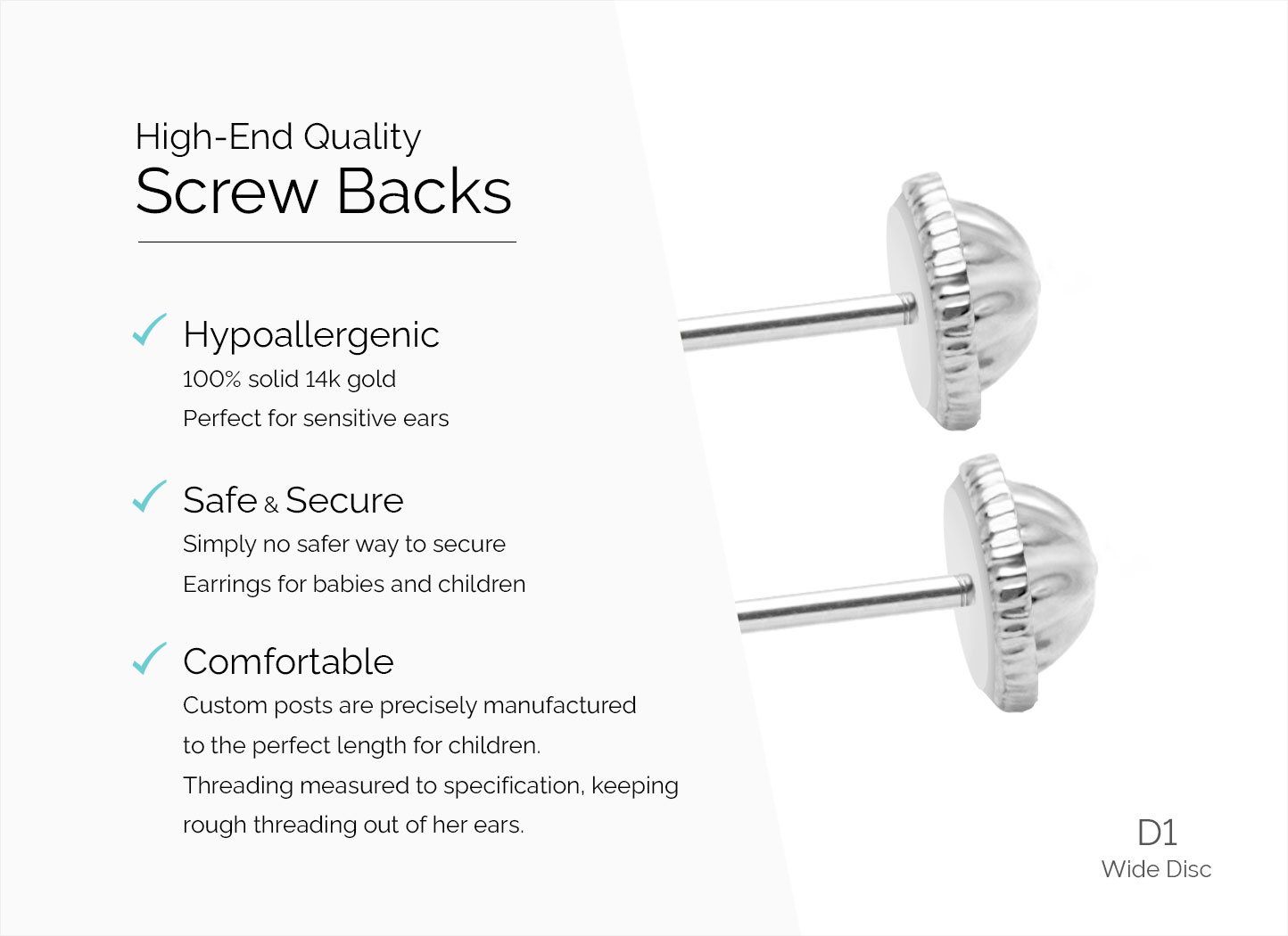 Secure Earring Screw Backs for Babies and Children