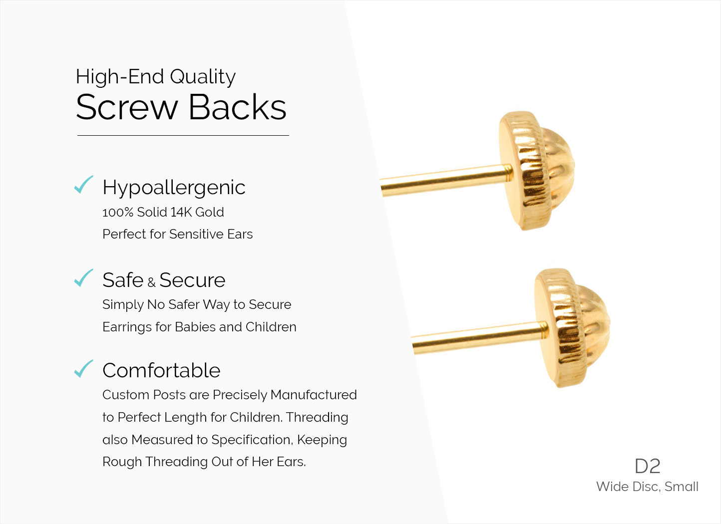 Secure Earring Screw Backs for Babies and Children