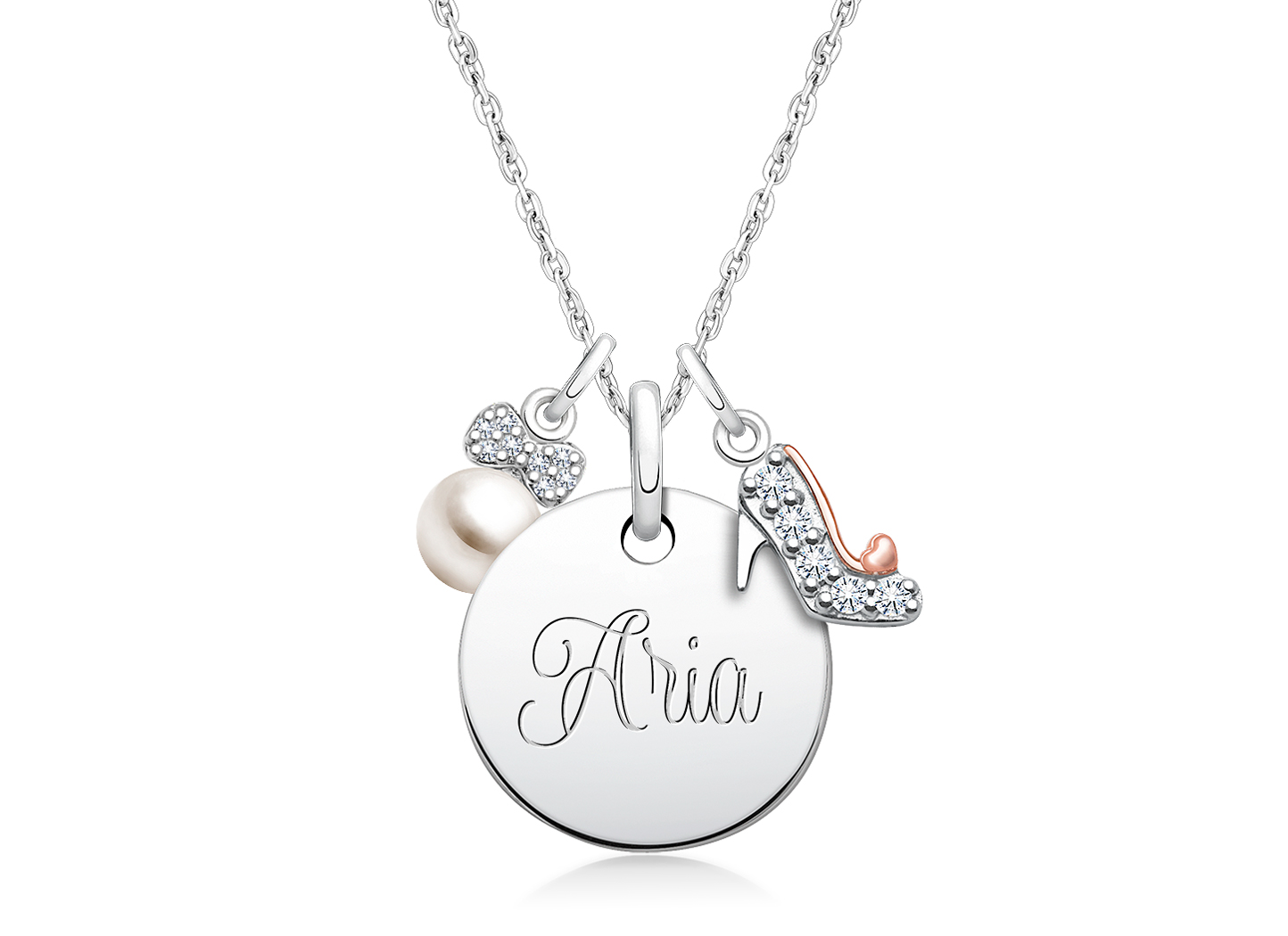 Pearl with Bow & Princess Slipper Charms <u>NOT</u> Included<br />( add the charms your child would love )