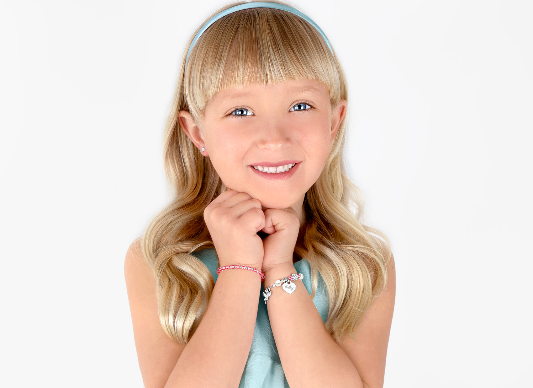 October Birthstone Example Bracelet Shown on 6 Year Old Girl<br /> 