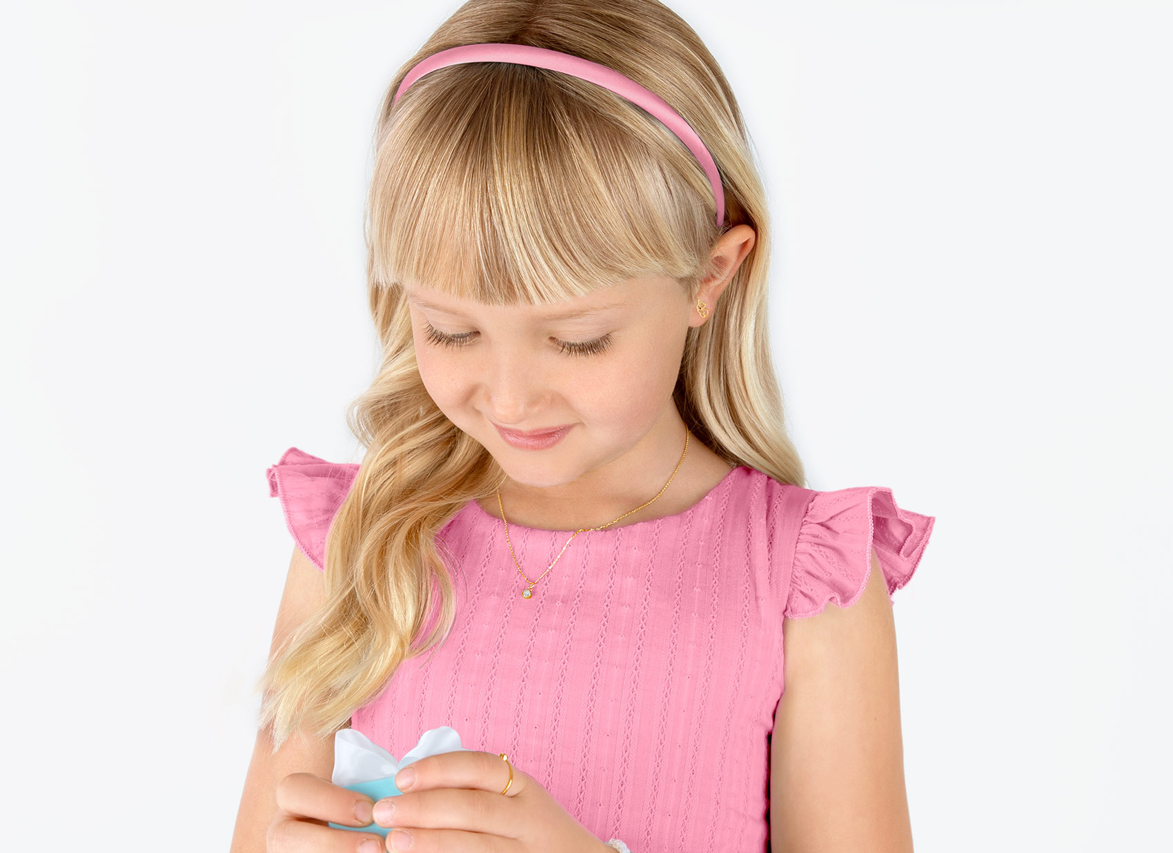 April Birthstone Necklace Shown on 6 Year Old Girl