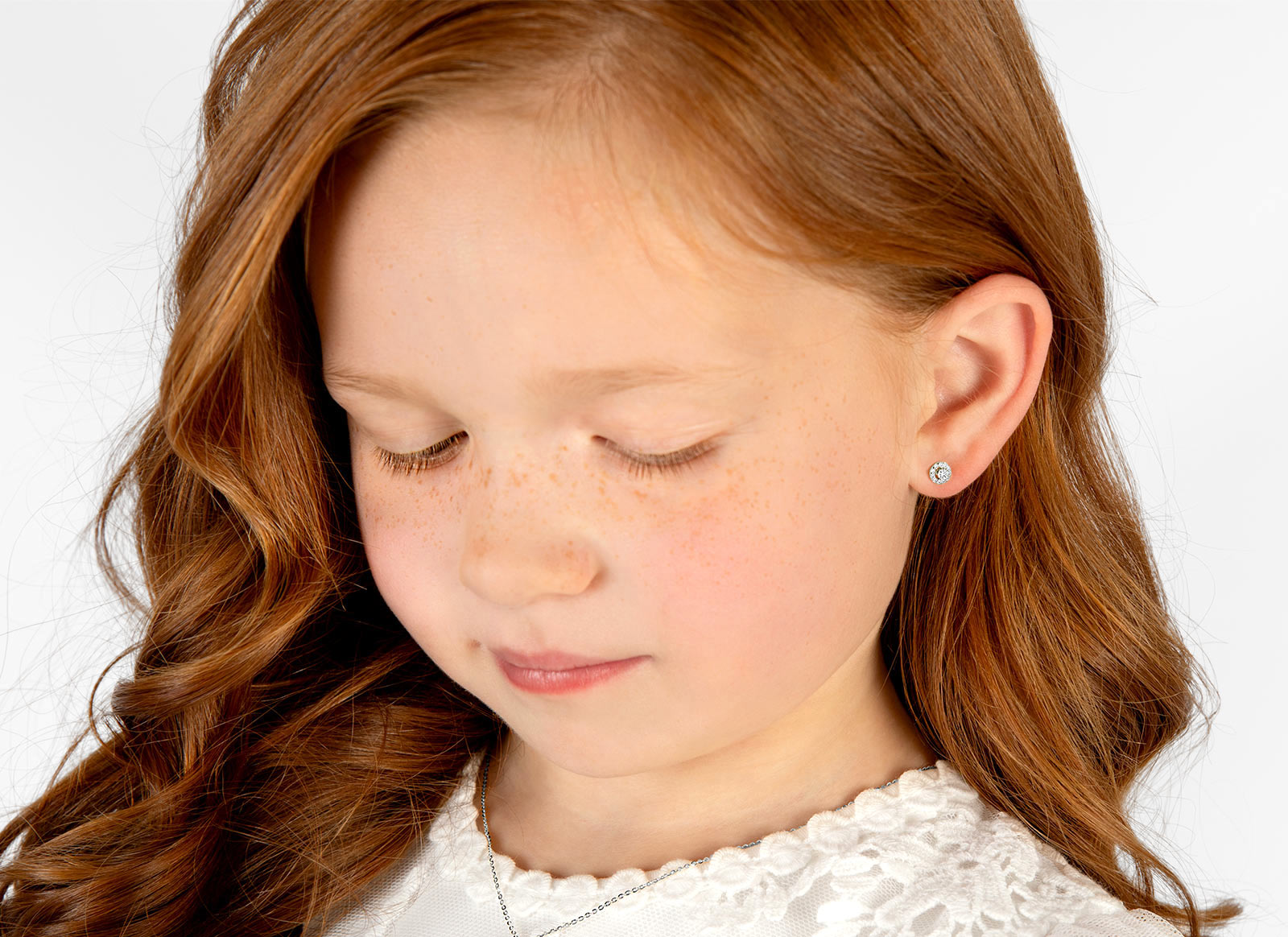 Earrings Shown on 8 Year Old Girl