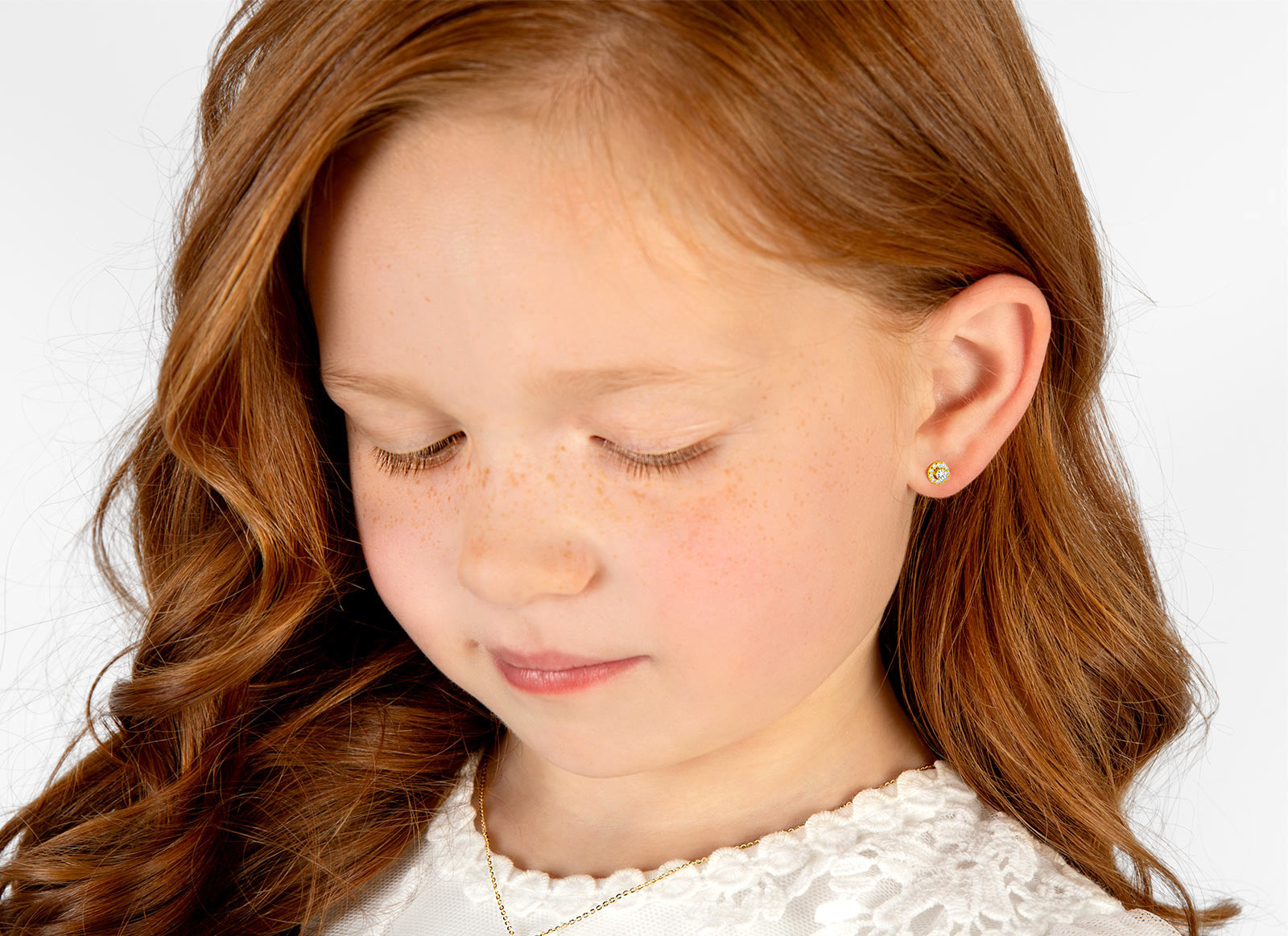 Earrings Shown on 8 Year Old Girl