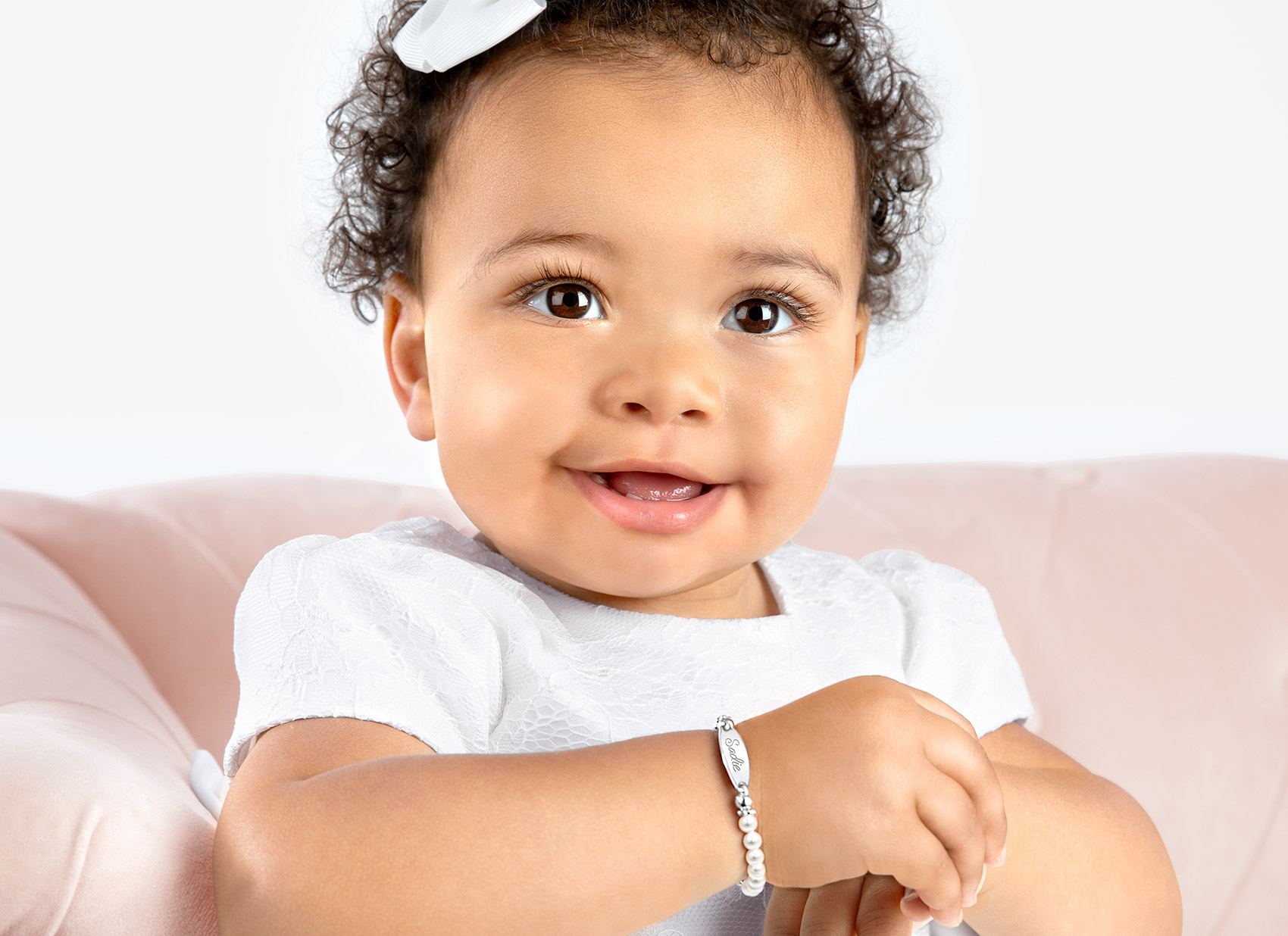 Example Bracelet Shown on 15 Month Old Girl<br />&nbsp