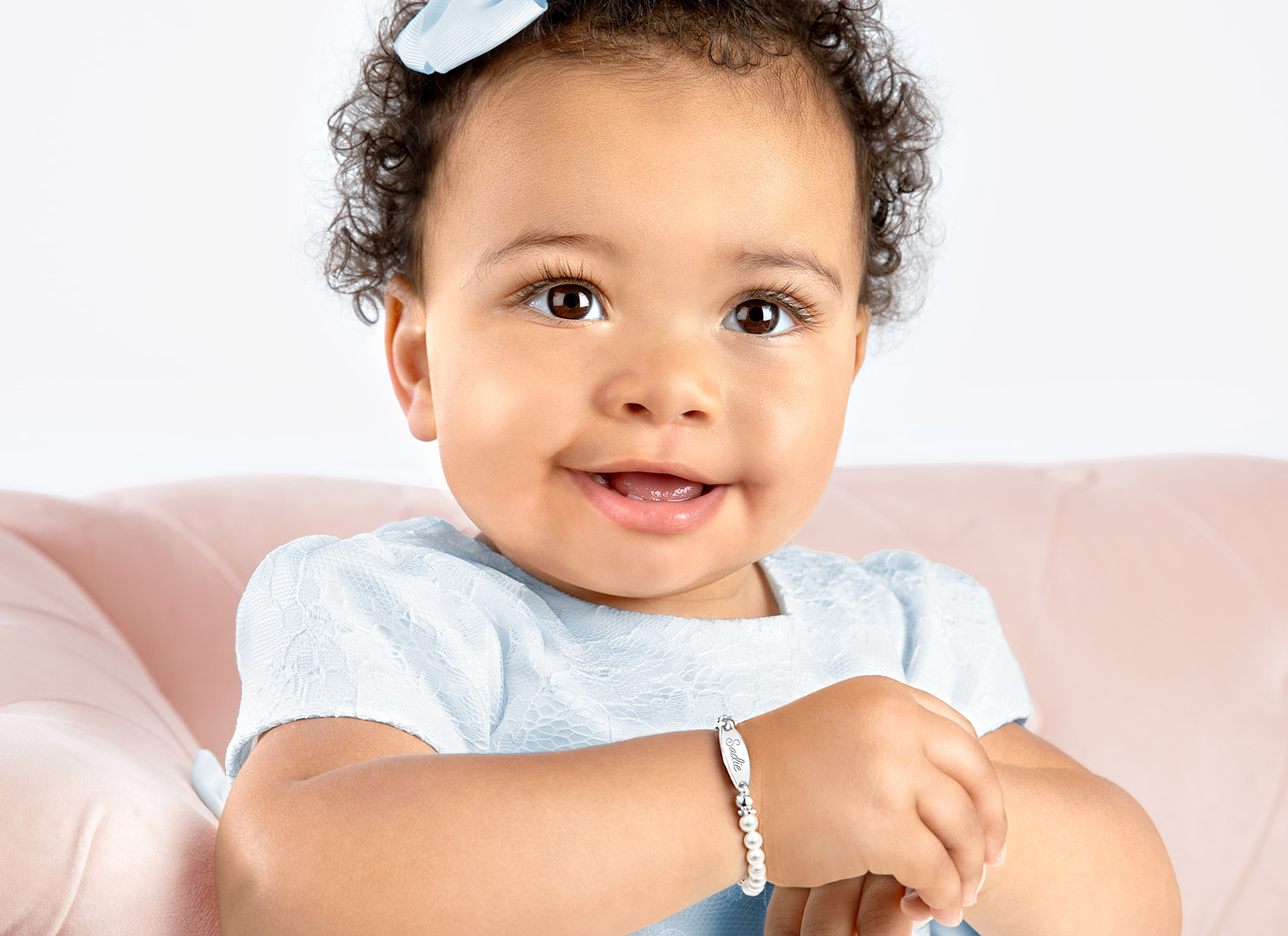 Example Bracelet Shown on 1 Year Old Girl<br /> 