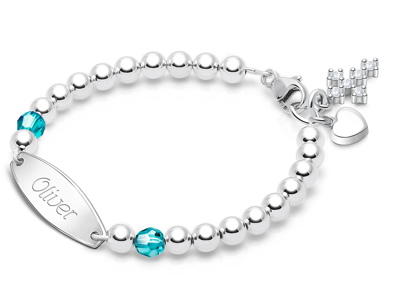 December Birthstone Shown<br>Shown with <u>Upgraded</u> Cross - Heart Charm <u>NOT</u> Included<br />( add the charms your child would love )