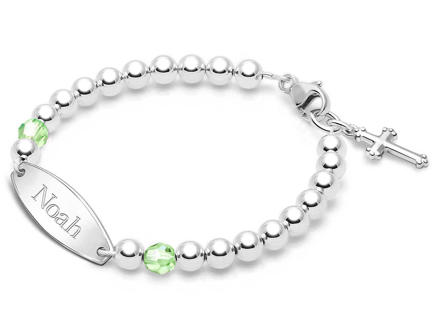 August Birthstone Shown<br>Shown with <u>Upgraded</u> Cross<br />( add the charms your child would love )