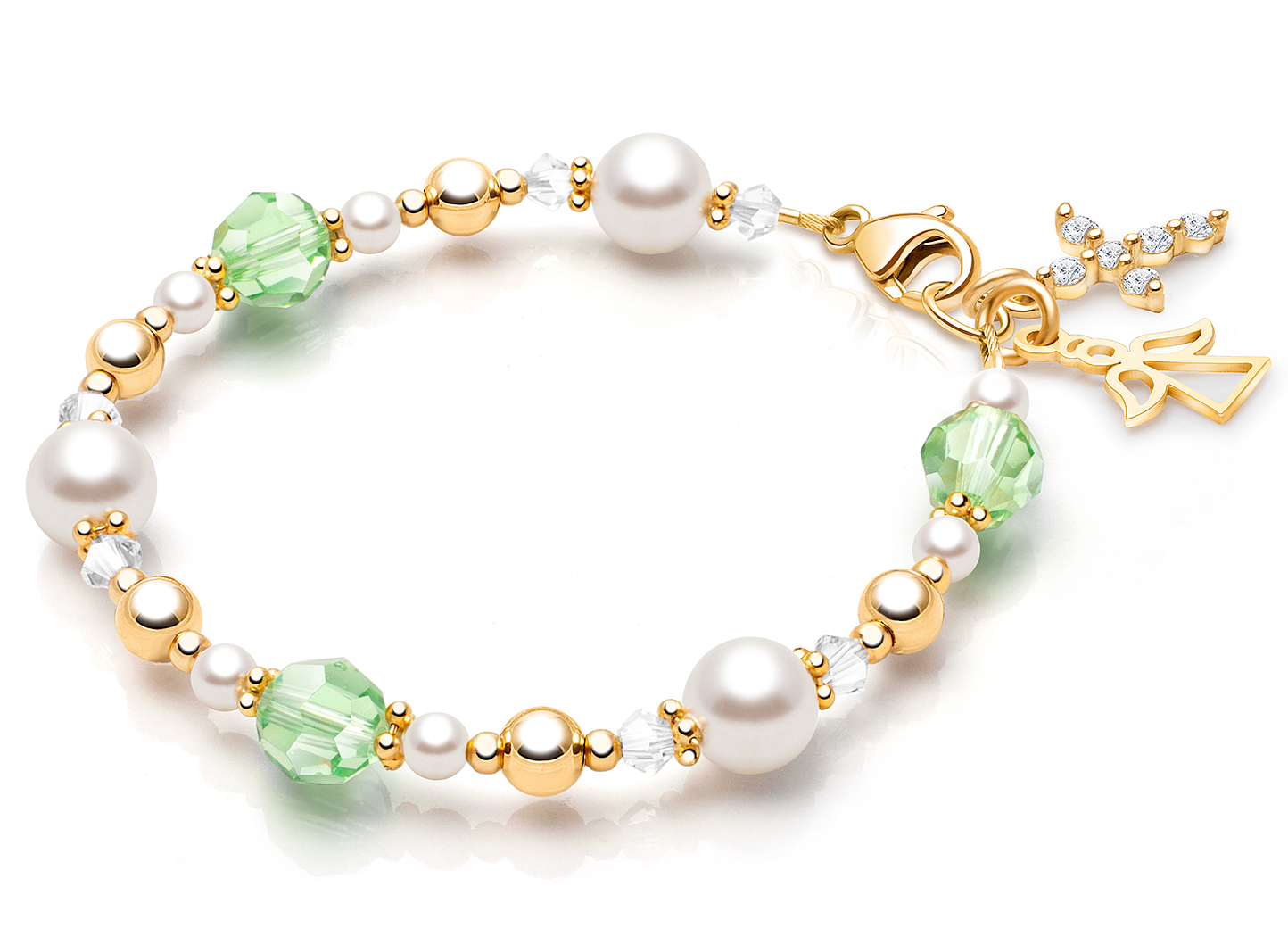 August Birthstone Shown<br> Cross & Angel Charms <u>NOT</u> Included<br />( add the charms your child would love )