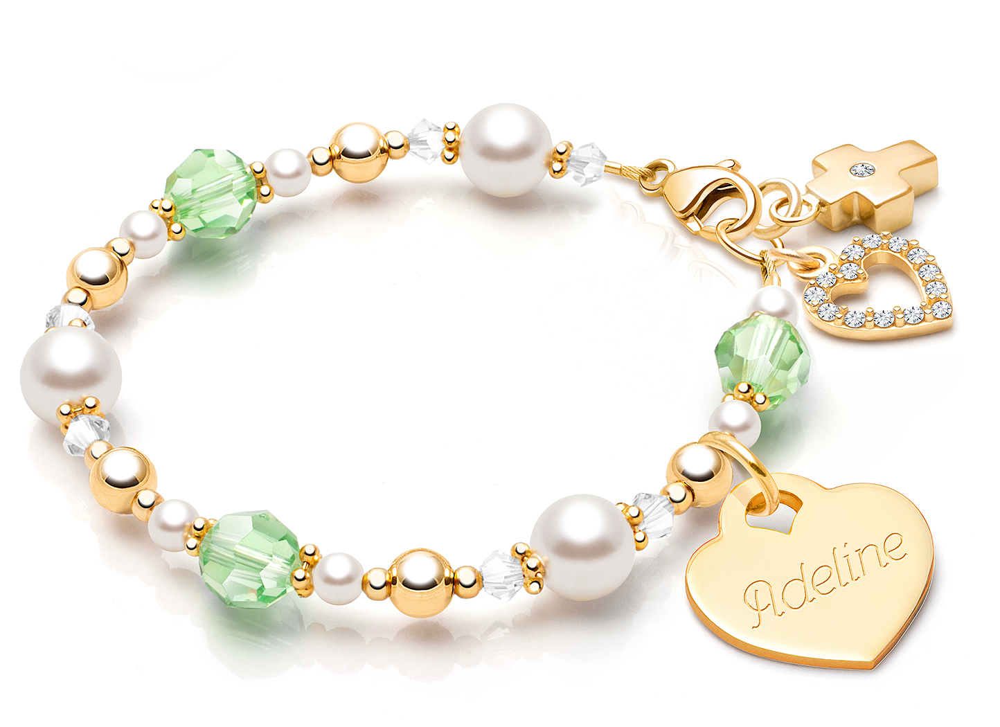 August Birthstone Shown<br> Cross & Heart Charms <u>NOT</u> Included<br />( add the charms your child would love )