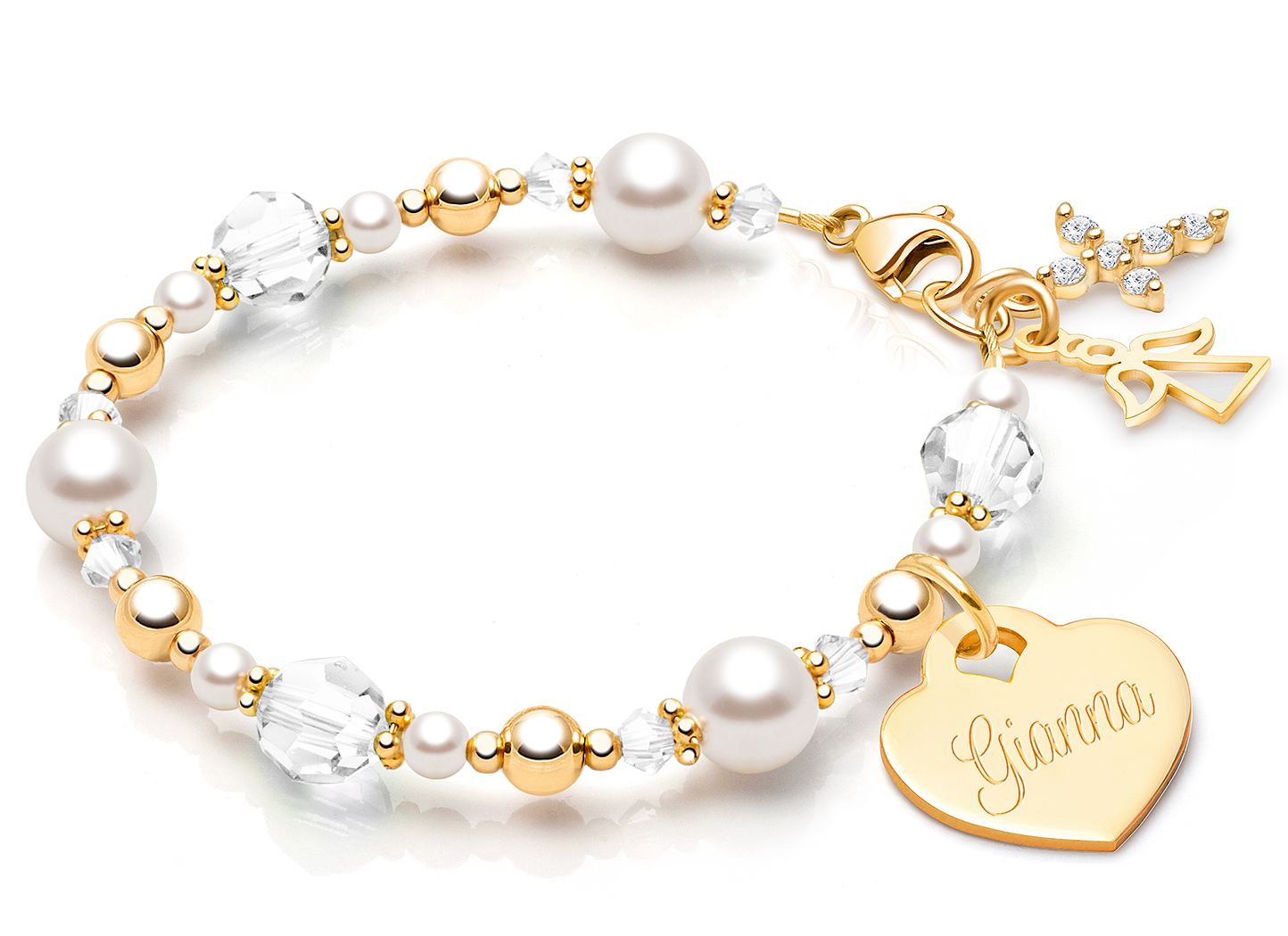 April Birthstone<br/>Shown with <u>Upgraded</u> Cross - Angel Charm <u>NOT</u> Included<br />( add the charms your child would love )