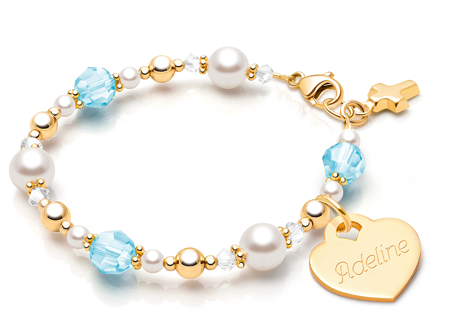 March Birthstone<br/>Shown with <u>Included</u> Cross<br />( add the charms your child would love )