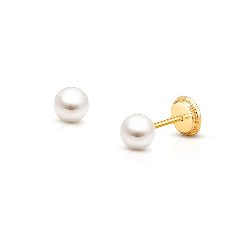 14K gold pearl screw-back earrings